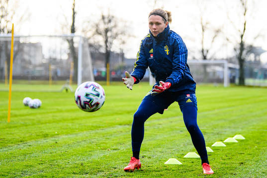 Goalkeeper Jennifer Falk of the Swedish women's national