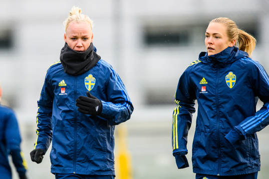 Caroline Seger and Magdalena Eriksson of the Swedish