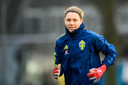 Goalkeeper Jennifer Falk of the Swedish women's national