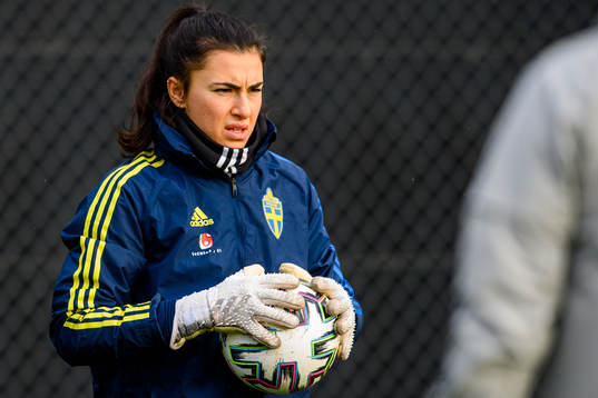 Goalkeeper Zecira Musovic of the Swedish women's national