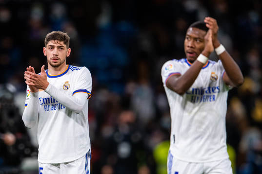 Federico Valverde and David Alaba of Real Madrid