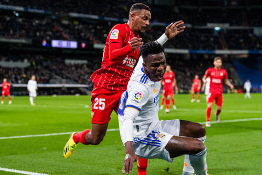 Fernando of Sevilla and Vinicius Junior of Real Madrid