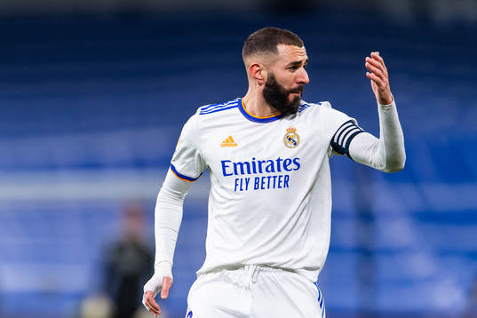 Karim Benzema of Real Madrid reacts