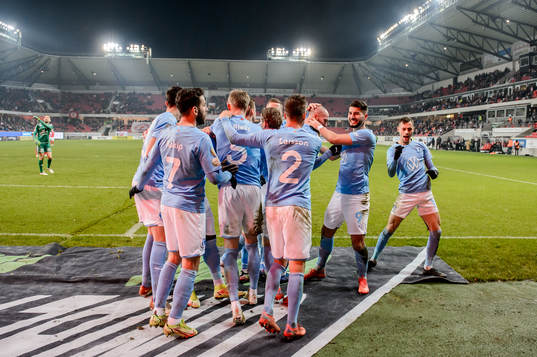 Malmö FFs spelare jublar