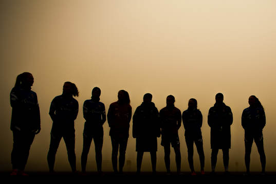 Silhouettes of the players of the Norwegian women's