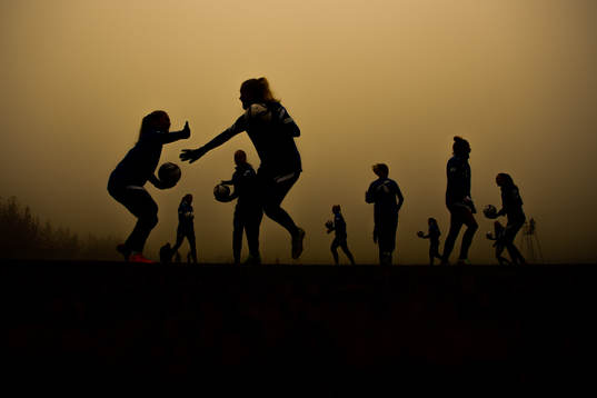 Silhouettes of the players of the Norwegian women's
