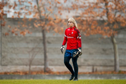 Goalkeeper Guro Pettersen of the Norwegian women's national