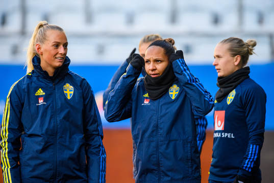 Stina Blackstenius, Madelen Janogy and Filippa Curmark of