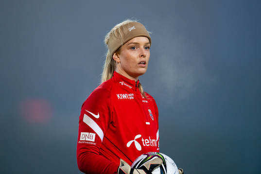 Goalkeeper Guro Pettersen of the Norwegian women's national