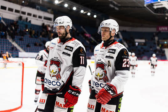 Malmö Redhawks Markus Lauridsen (v) och Christoffer