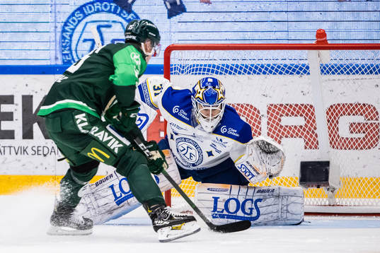 Leksands målvakt Kasimir Kaskisuo och Färjestads Gustav