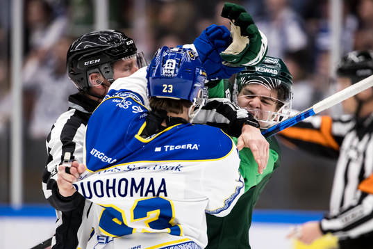 Leksands Mikael Ruohomaa och Färjestads Albert Johansson