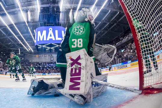 Färjestads målvakt Dominik Furch deppar