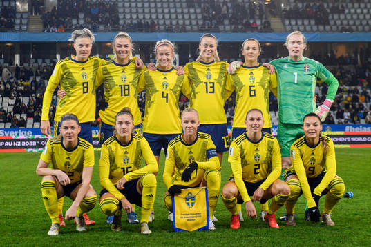 Players of Sweden pose for a team photo