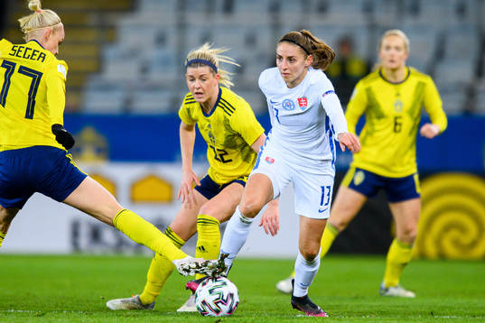Caroline Seger and Olivia Schough of Sweden against