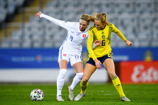 Ľudmila Matavkova of Slovakia and Magdalena Eriksson of