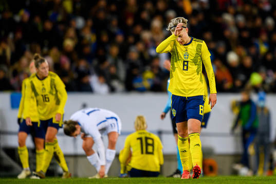 Lina Hurtig of Sweden looks dejected