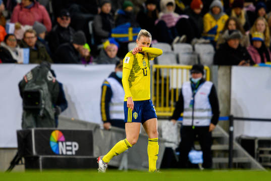 Amanda Ilestedt of Sweden looks dejected