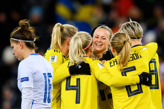 Amanda Ilestedt of Sweden celebrates the 3-0 goal