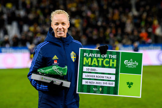 Caroline Seger of Sweden is awarded Player of the match
