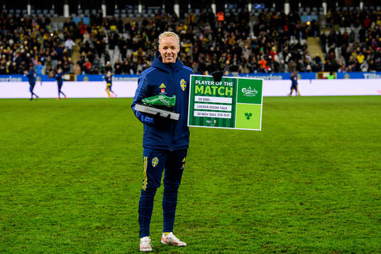 Caroline Seger of Sweden is awarded Player of the match