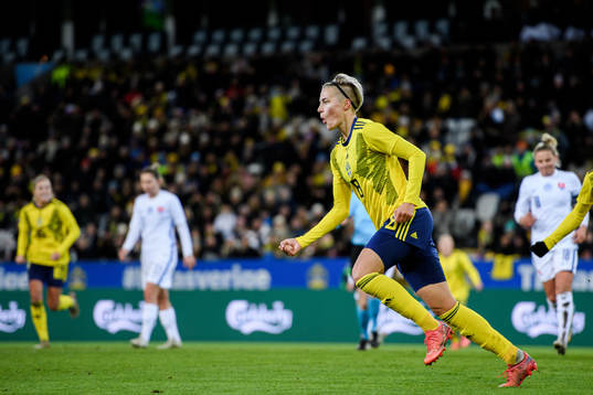 Lina Hurtig of Sweden celebrates the 1-0 goal