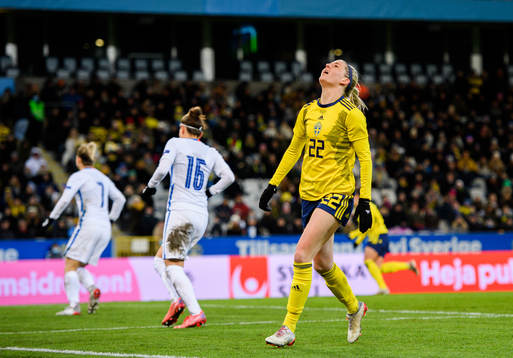 Olivia Schough of Sweden looks dejected