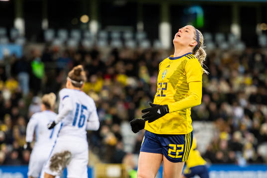 Olivia Schough of Sweden looks dejected