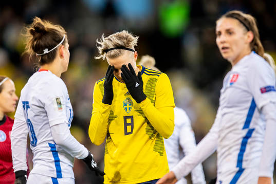 Lina Hurtig of Sweden looks dejected