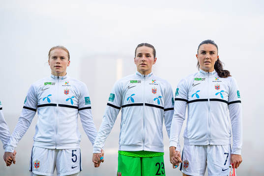 Julie Blakstad, goalkeeper Rugile Rulyte and Ingrid Syrstad