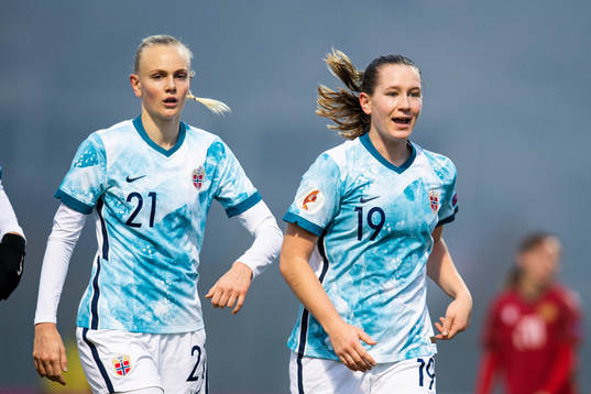 Elisabeth Terland of Norway celebrates scoring 0-1