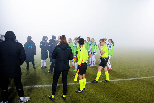 Vicotria Beyer, referee, blows the final whistle