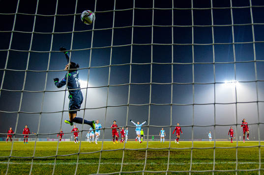 Goalkeeper Syuzanna Sirekanyan of Armenia lets in the 0-4