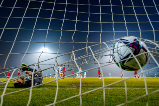 Goalkeeper Syuzanna Sirekanyan of Armenia lets in the 0-4