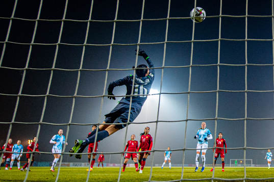 Goalkeeper Syuzanna Sirekanyan of Armenia lets in the 0-5