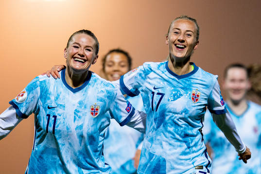 Anja Sønstevold of Norway celebrates with teammate