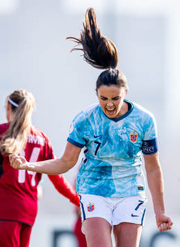 Ingrid Syrstad Engen of Norway celebrates