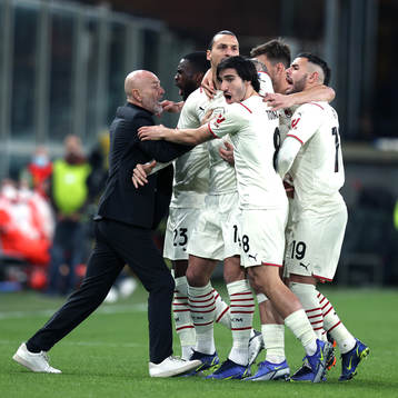 Zlatan Ibrahimovic of Milan celebrates the 1-0 goal