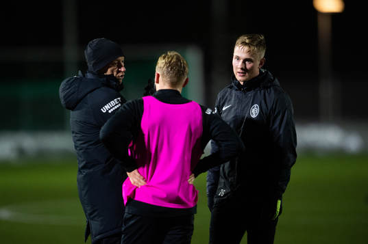 Landskronas tränare Billy Magnusson, Edvin Dahlqvist och