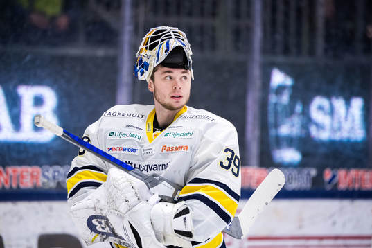 s målvakt Filip Larsson deppar