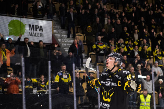 Västerås Lukas Zetterberg jublar med publiken