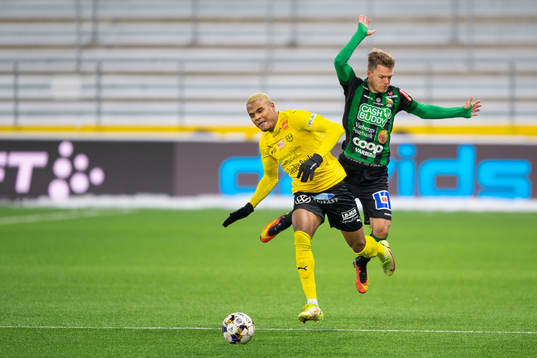 Mjällbys Amin Sarr och Varbergs Albin Winbo