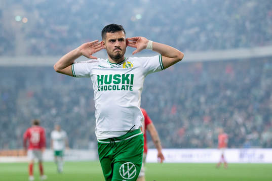 Hammarbys Astrit Selmani jublar