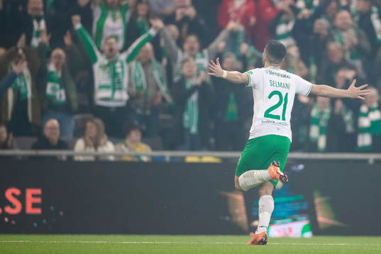 Hammarbys Astrit Selmani jublar