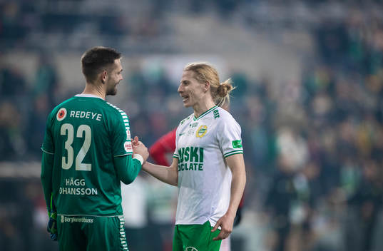 Kalmars målvakt Lucas Hägg Johansson och Hammarbys Gustav