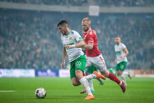 Hammarbys Astrit Selmani och Kalmars Nils Fröling