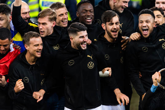 Malmö FFs Eric Larsson, Antonio Colak, Adi Nalic och