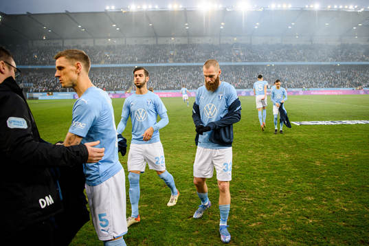 Malmö FFs Sören Rieks , Adi Nalic och Jo Inge Berget