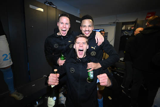 Malmö FFs Niklas Moisander , Felix Beijmo och Martin