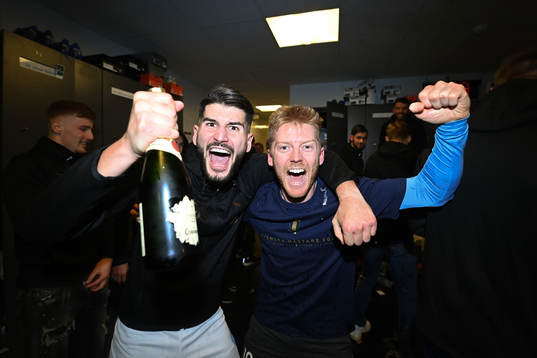 Malmö FFs Antonio Colak och Anders Christiansen jublar i